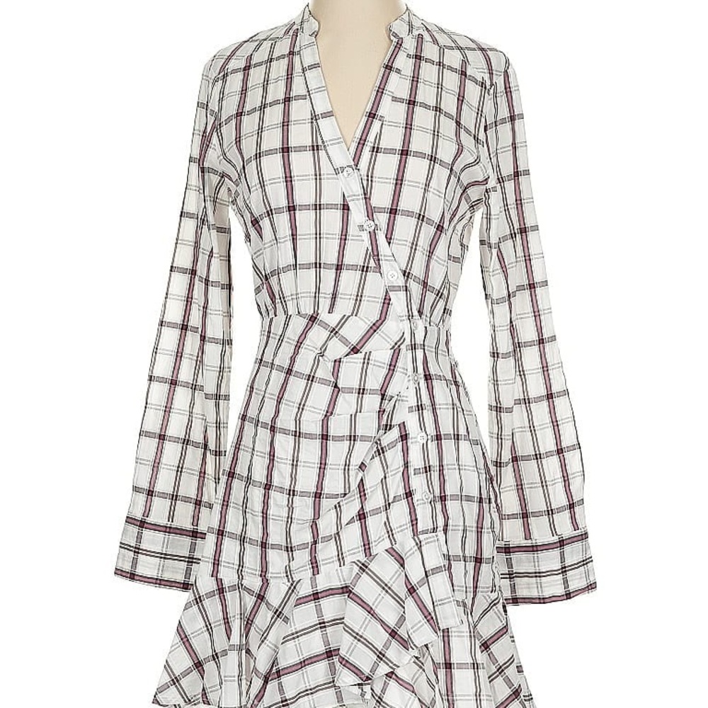 NWT Veronica Beard ‘Sherry’ Asymmetrical Ruffle Hem Shirt Dress Sz S - Picture 1 of 9